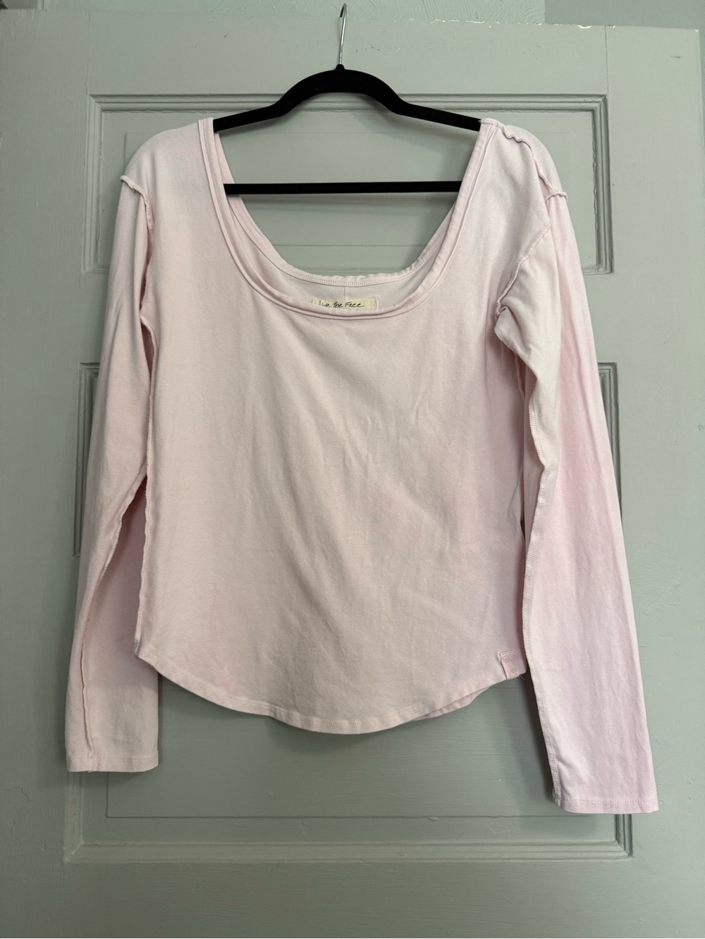 Free People We The Free Long Sleeve Can't Let Go Tee size XL light pink